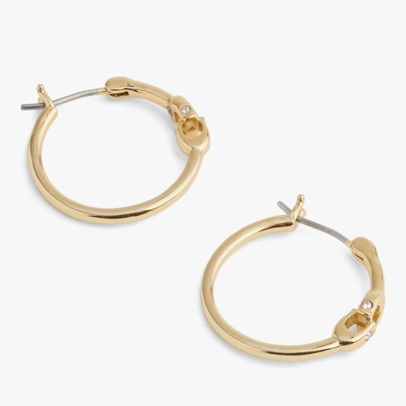 Coach Gold Hoop Earrings with Crystal Accents - NWT - Picture 2 of 5